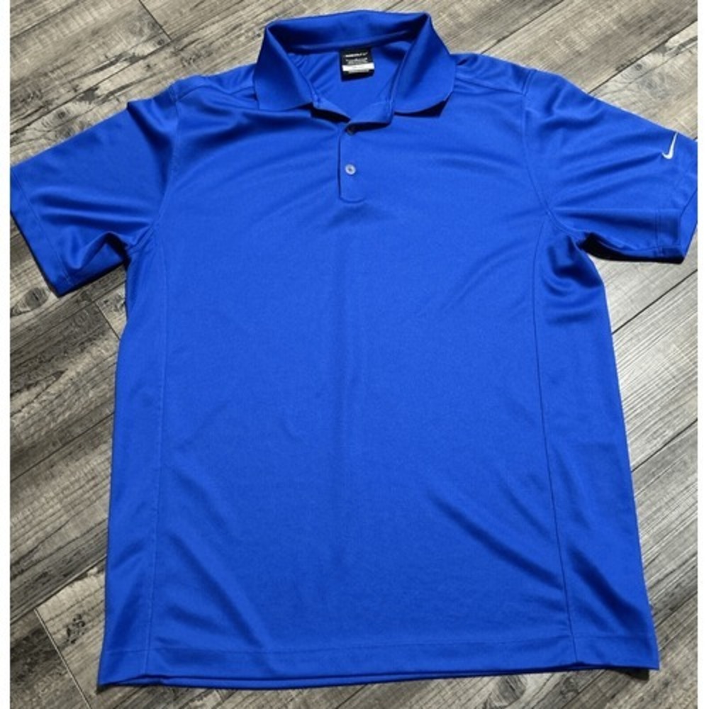 Nike Golf Polo Shirt Men's Large Blue Short Sleeve Fit Dry Polyester